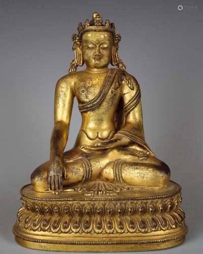 Gilt Bronze Figure Of Seated Shakyamuni