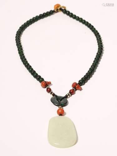 Hetian White Jade GuanYin Pendant Necklace