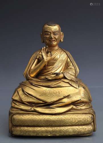 Gilt Bronze Figure Of Seated Guru