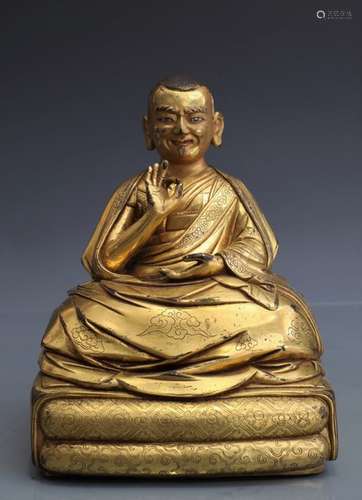 Gilt Bronze Figure Of Seated Guru