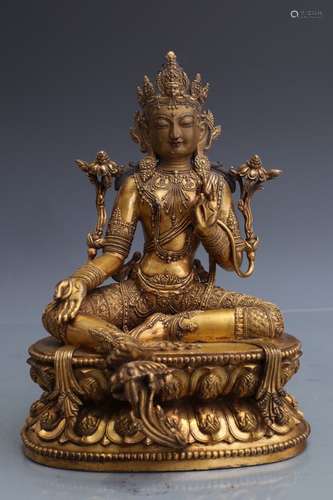 Gilt Bronze Figure Of Green Tara