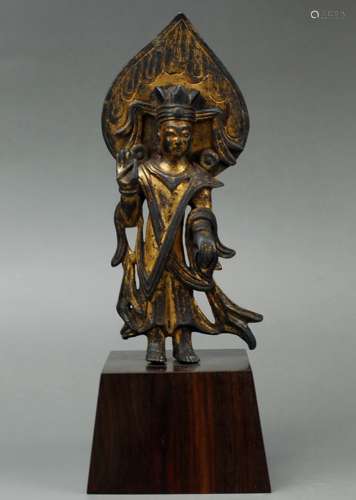 Gilt Bronze Buddhist Votive Stele of Guanyin