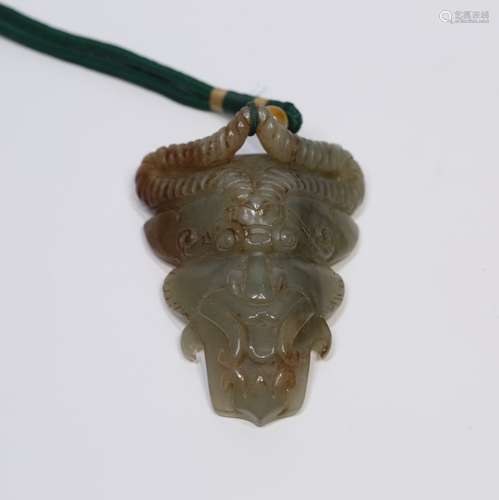 Carved Jade Figure Of A Horned Beast