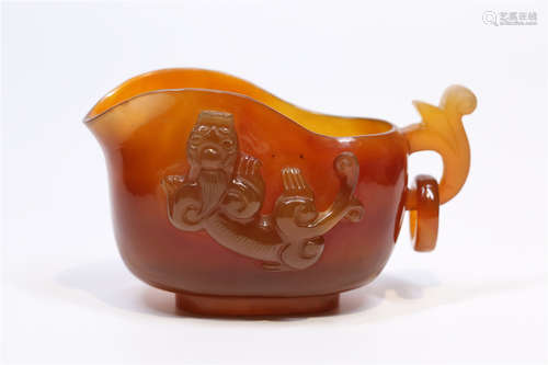 Agate Water Pot With Dragon Handle