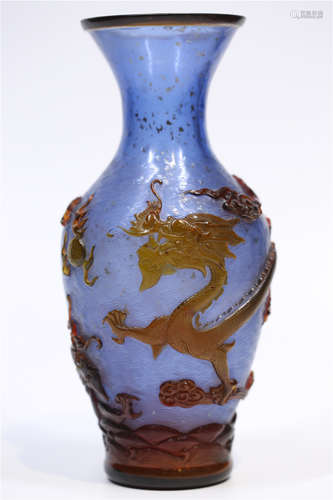 Glass Dragon Vase With Splashed Gold