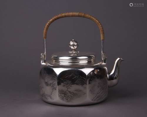 Japanese Silver Tea Pot With Mark