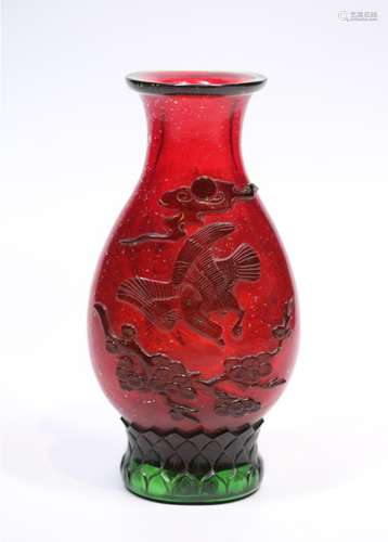 Red Glass Dragon Vase