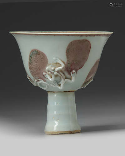 A Chinese white glazed stem cup