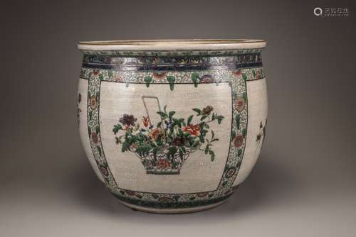 A Chinese famille verte porcelain fishbowl