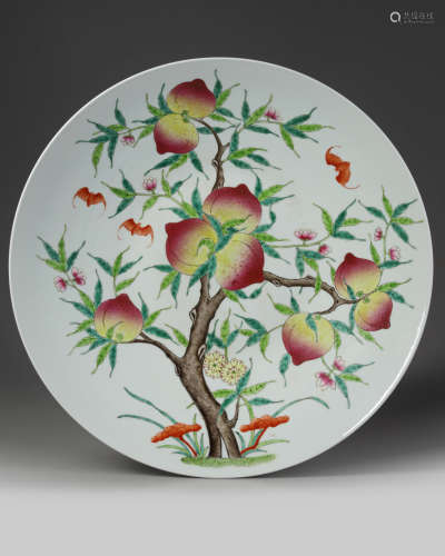 A Chinese famille rose peaches dishes