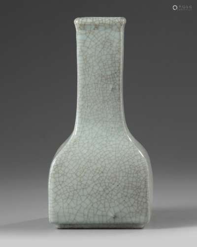 A Chinese crackle-glazed square-section bottle vase