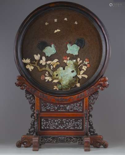 A Chinese jade inlaid panel