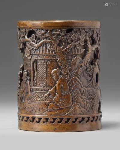 A Chinese bronze 'scholars' brush pot, bitong