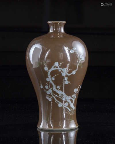 A Chinese  brown ground meiping vase