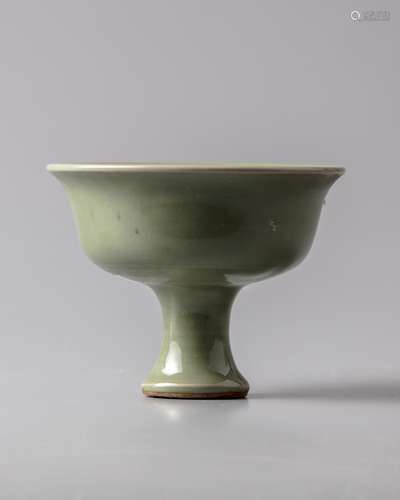 A Chinese celadon glazed stemcup