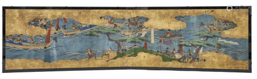 A Japanese two panel byobu-screen for the tea-room