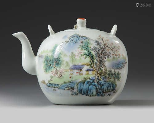 A Chinese famille rose teapot and cover