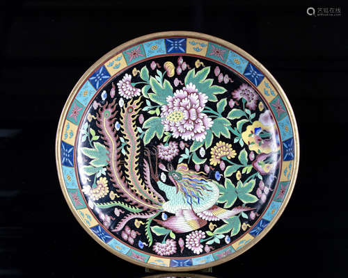 A large Chinese cloisonné 'phoenix' bowl