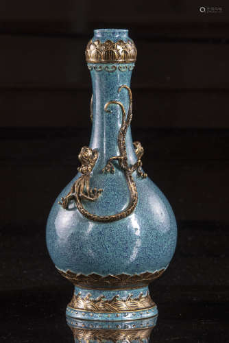 A Chinese robin's-egg-glazed 'chilong' garlic head vase