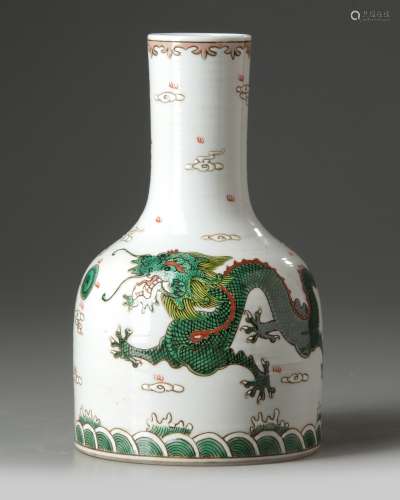 A Chinese famille verte mallet vase