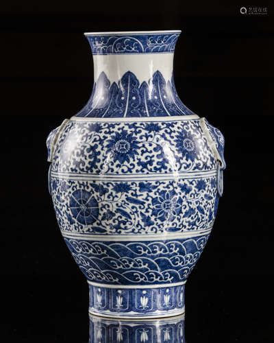 A Chinese blue and white vase