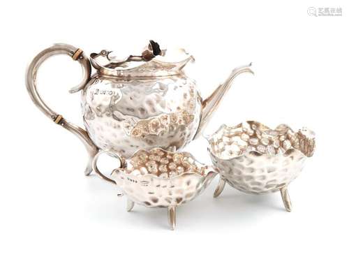 Λ A matched three piece Victorian silver tea set, …