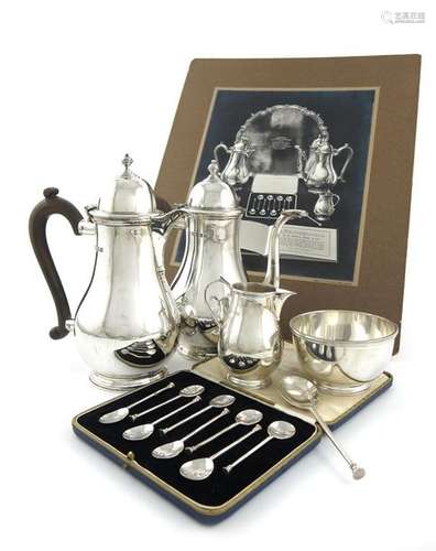 A four piece silver coffee set, by Barraclough & S…