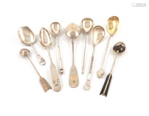 A collection of nine Russian silver spoons, compri…