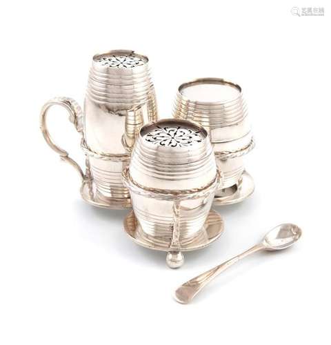 A Victorian silver cruet set, by George Fox, Londo…