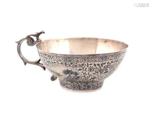 A Turkish silver and niello work drinking cup, wit…