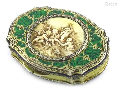 An Italian silver gilt compact, circa 1940, shaped…