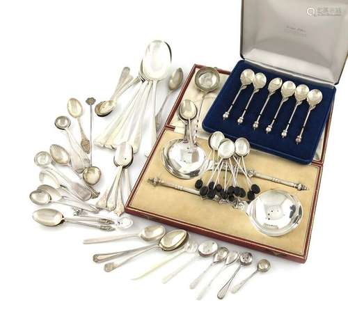 A mixed lot of silver flatware, various dates and …