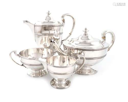 Λ A four piece Scottish silver tea set, by John Al…