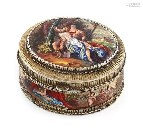 An Austrian silver gilt and enamel box, maker's ma…