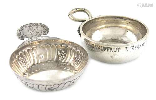 A 19th century French silver wine taster, maker's …