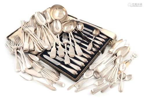 Λ A mixed lot of silver flatware, various dates an…