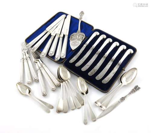 A mixed lot of silver flatware, various dates and …