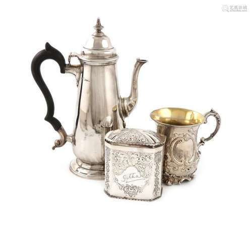 A mixed lot of silver items, comprising: an Edward…