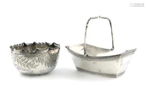 A Victorian silver swing handled basket, by John H…