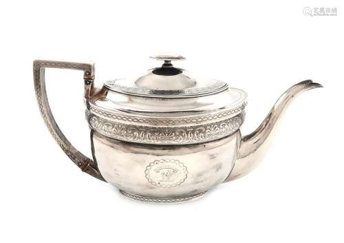 Λ A George III silver teapot, by John Emes, London…