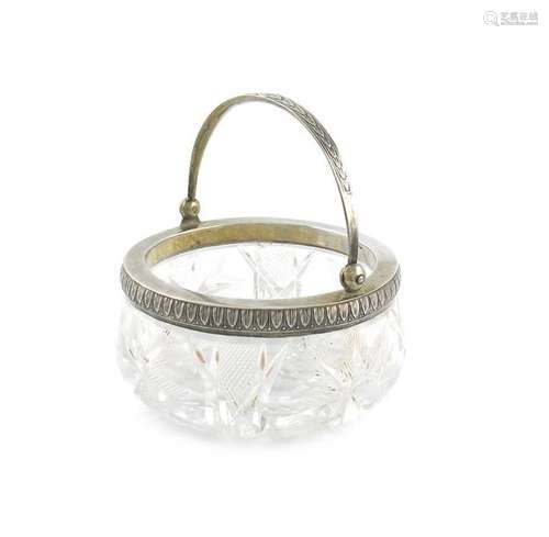 A Latvian silver mounted swing handled cut glass d…