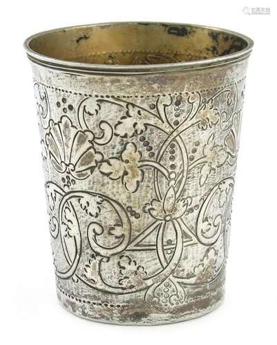 An 18th century Russian silver beaker, marks parti…