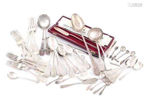 A mixed lot of silver flatware, various dates and …