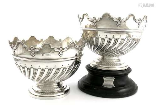 A pair of late Victorian silver Monteith bowls, by…