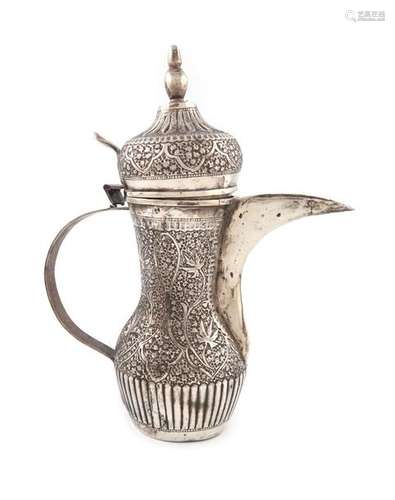 An Egyptian silver coffee jug, of baluster form, e…