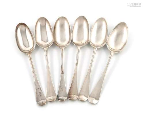 A set of six George II silver Hanoverian pattern t…