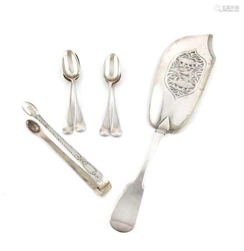 A mixed lot of silver flatware, comprising: a Geor…