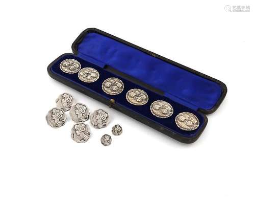 A set of six Edwardian silver buttons, by H. Matth…