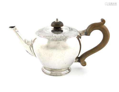 A silver teapot, possibly by T Rawlings, London 19…