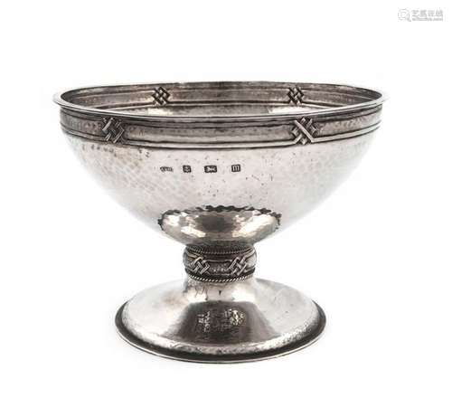 By A. E. Jones, an Arts and Crafts silver bowl, Bi…